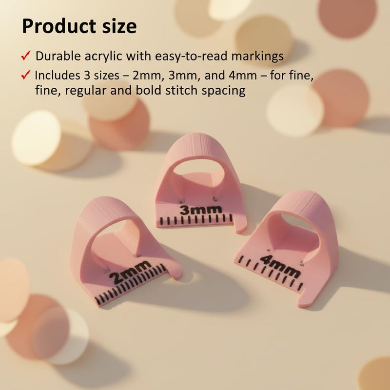 HarMomentum Edge Stitch Lock and Sewing Gauge-Sewing Gauge-Edge Sewing Lockranding Tool-Needle Gauge Quilting Ruler for Straight & Curved Seams for Beginners,Professional Sewers - 2/3/4 Mm, 3 Pcs,Plastic (Pink) - Image 5